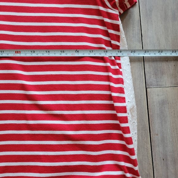 Tommy Hilfiger Womens Medium Back Tee Scarlet Red White Stripe - Picture 9 of 10